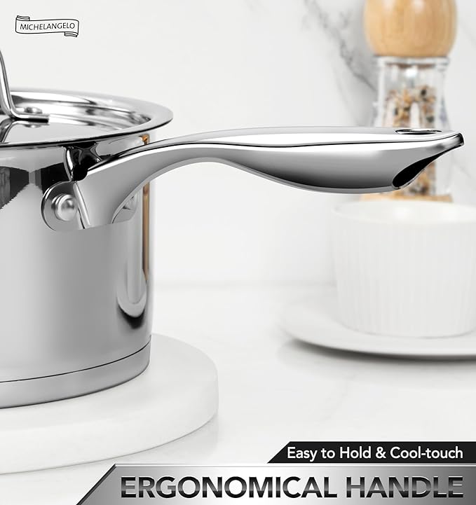 MICHELANGELO Stainless Steel Saucepan Set - Image 4