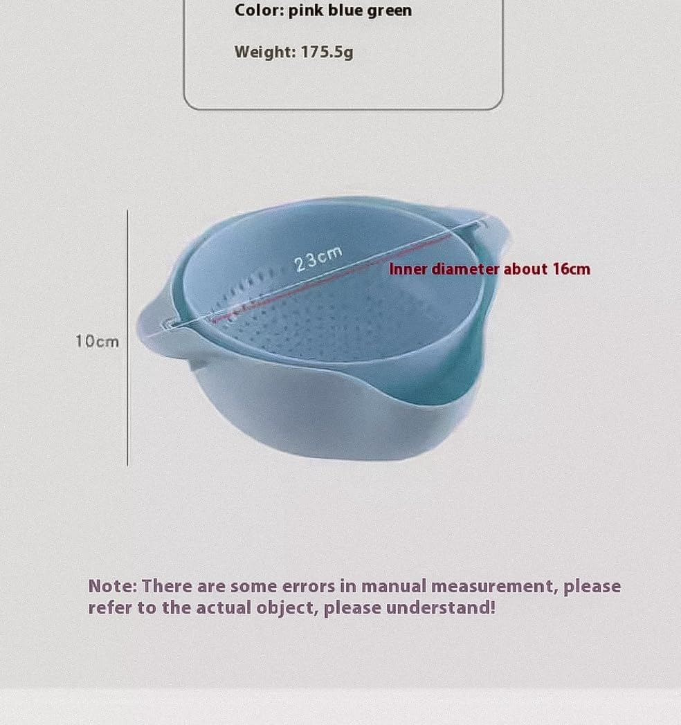 Kitchen Pro Double Rotatable Colander, Blue Plastic Vegetable and