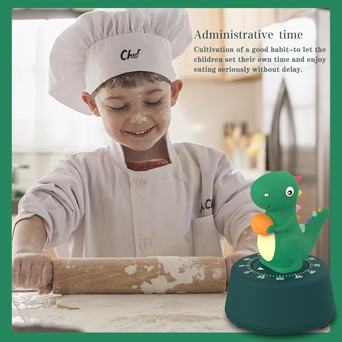 ELE DEPI 60 Minutes Mechanical Kitchen Timer, Cute Dinosaur Timer - Image 2