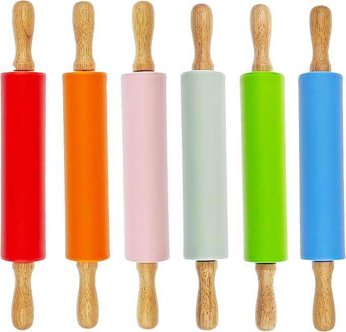 6 Pack Small Rolling Pin for Kids, Kids Rolling Pin for Home Kitchen by Miokun