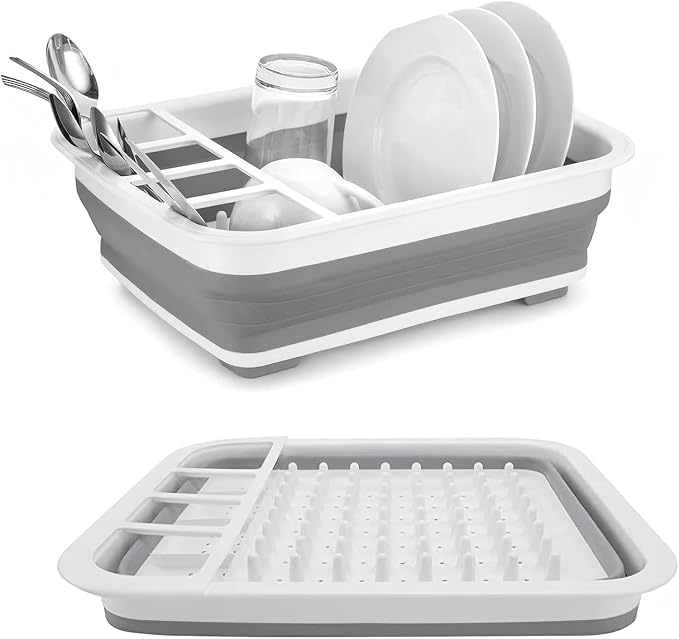 Collapsible Bowls, and Dishes Drainer, Portable Space-Saving Dish Rack by SipobuyUS