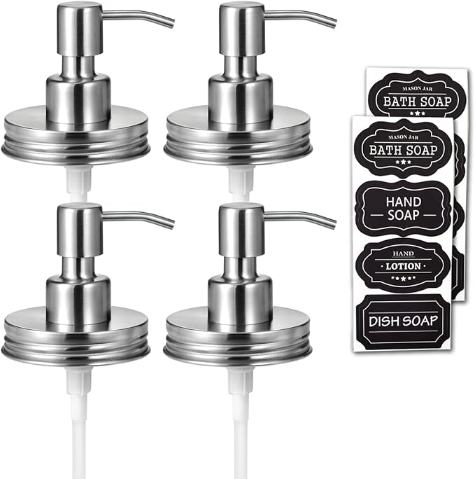 Amolliar Mason Jar Liquid Soap Dispenser Lid, Stainless Steel Pump by Amolliar