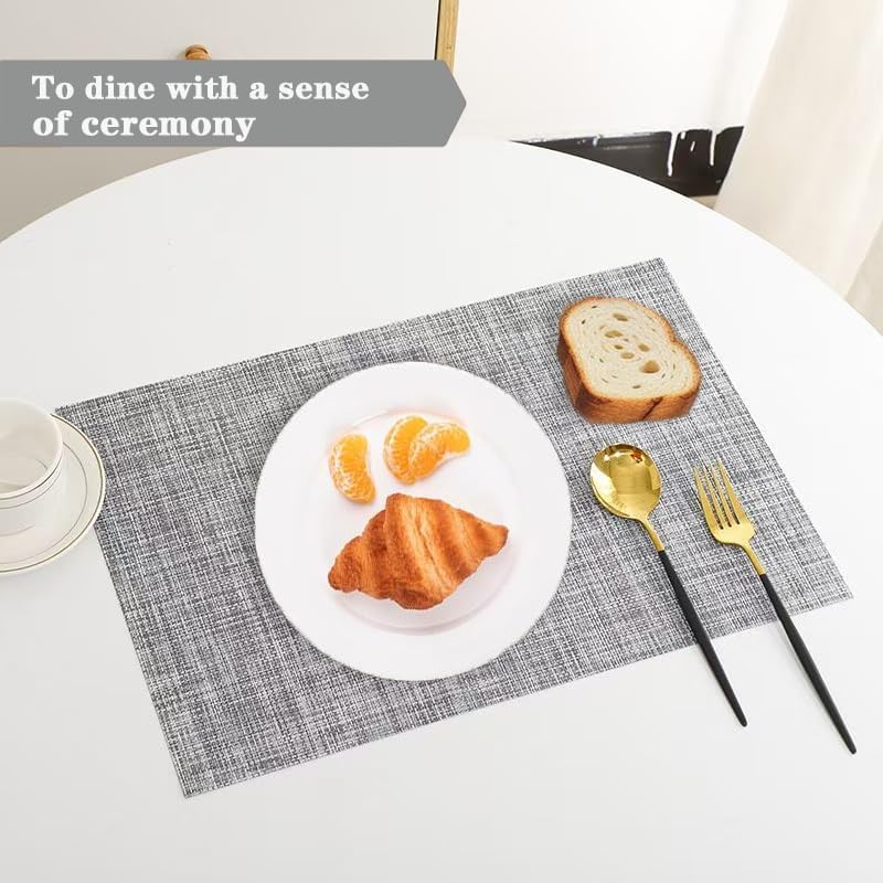 Grey Placemats Set of 2 - Heat-Resistant, Non-Slip Table Mats