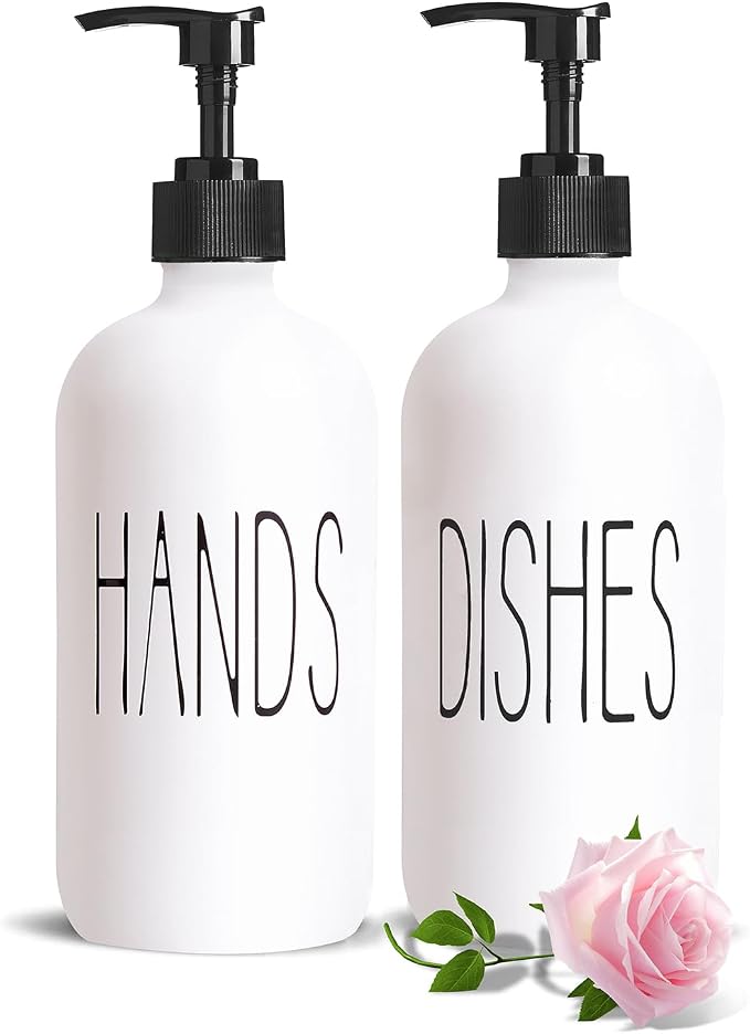 COHOSEGE 16 Oz Glass Soap Dispenser Set 2 Pack - Image 8
