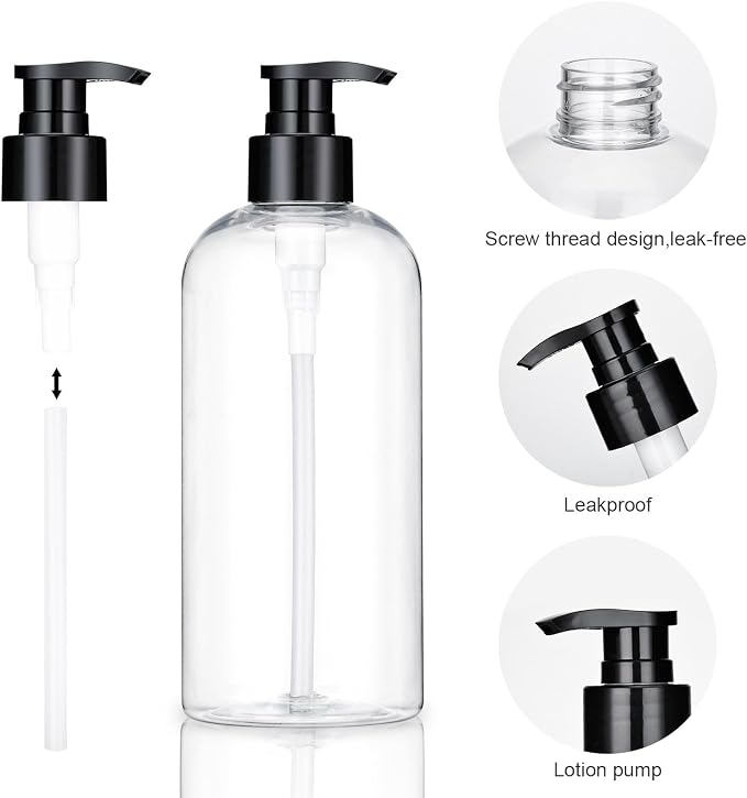 Empty Plastic Pump Bottles Dispenser 2 Pack Clear Refillable Pump Bottle - Image 4