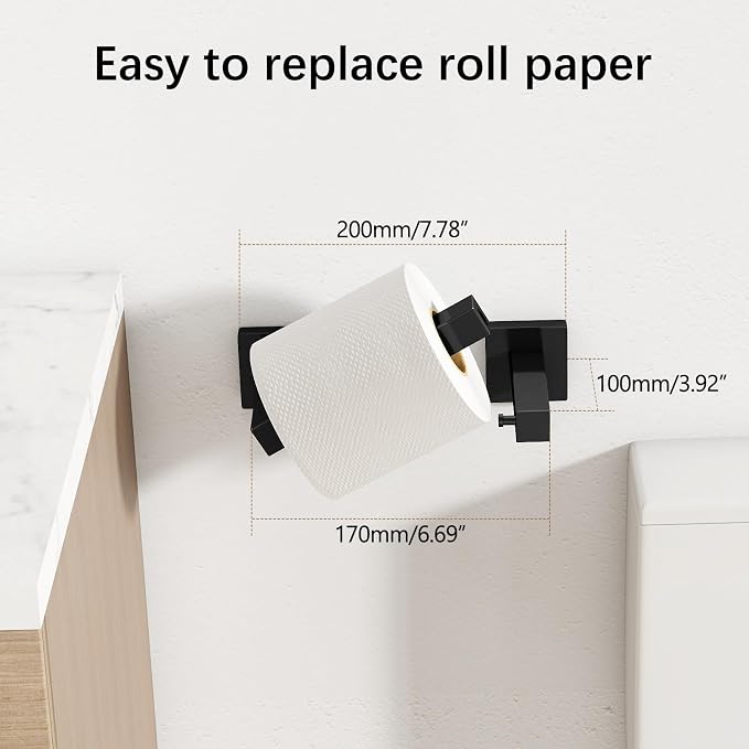FEILERN Toilet Paper Holder, Wall Mounted Post Pivoting Square Tissue Holders - Image 5