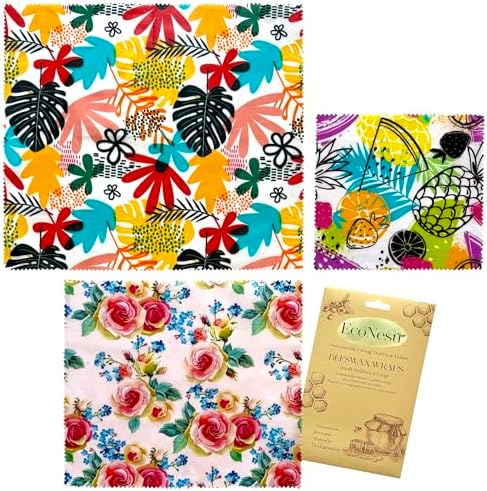 Beeswax Food Wraps (3-Pack S/M/L) – Reusable & Washable Food Storage