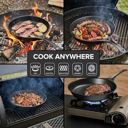 SOLIDTEKNICS AUS-ION Lightning Long Handle Skillet - Black, Set of 3
