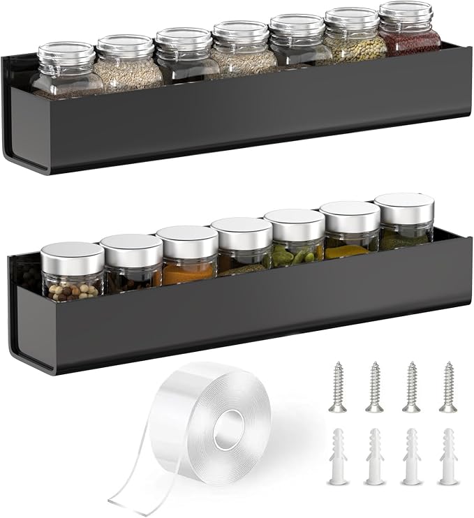 PMMASTO Adhesive Acrylic Spice Rack Organizer by PMMASTO