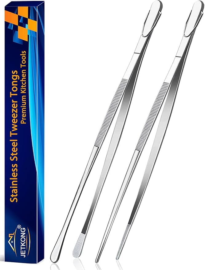 JETKONG 2 Pcs 14-Inch Food Tweezers Stainless Steel Tweezer Tongs Extra-Long by JETKONG