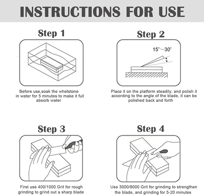 Knife Sharpening Stone Kit – 400/1000 3000/8000 Grit Wet Kitchen Whetstone - Image 8