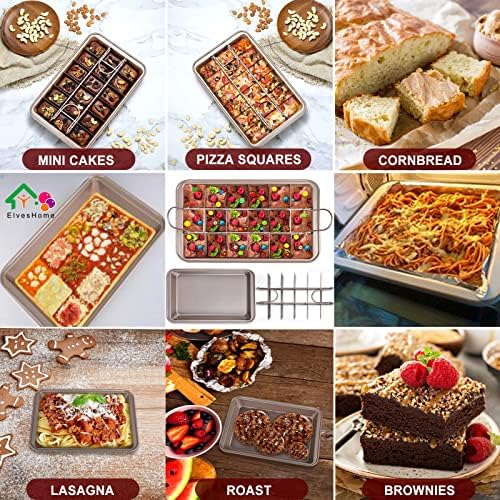 Brownie Pan with Dividers, Non Stick Brownie Baking Pan, 18 Pre-slice