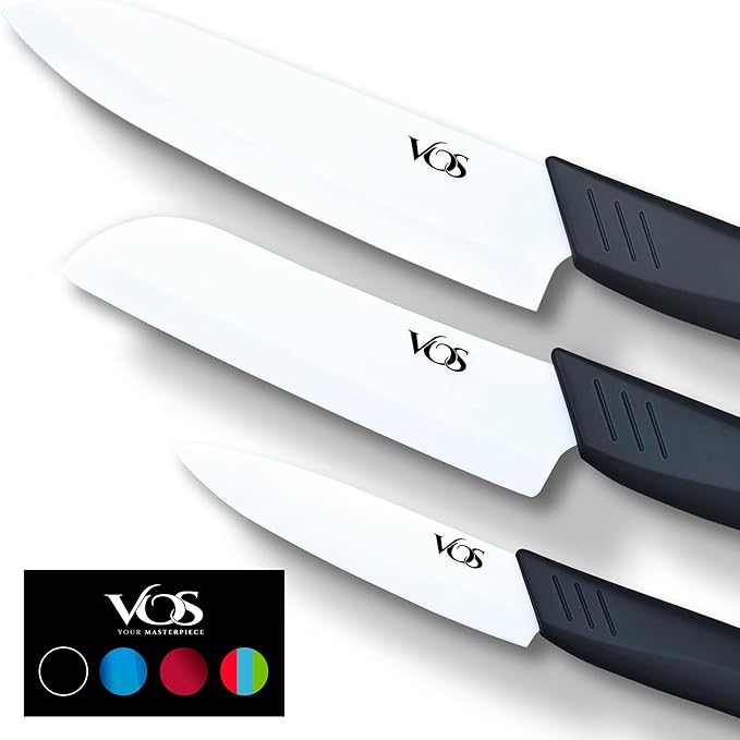 Vos Ceramic Knife Set in Elegant Gift Box, Ceramic Knives Set by Vos