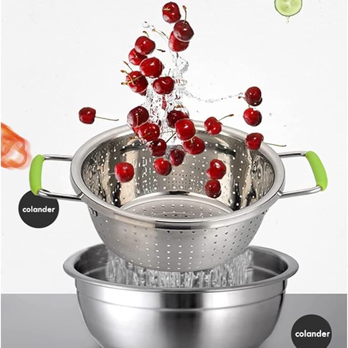 Stainless Steel Deep Colander Micro-perforated 2.5 Quart Metal Food Strainer - Image 4