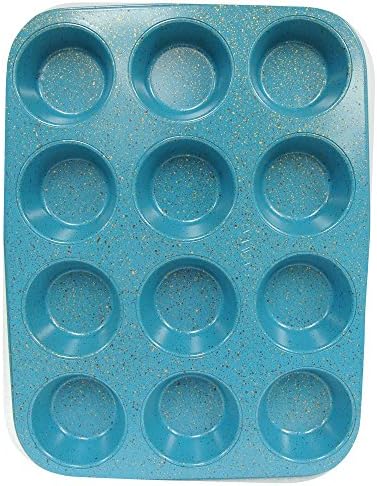 casaWare Ceramic Coated NonStick 12 Cup Muffin Pan (Blue Granite)