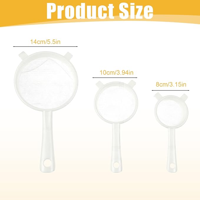 3PCS Plastic Nylon Strainer Set, 3 Sizes Ultra Fine Mesh Strainer - Image 2