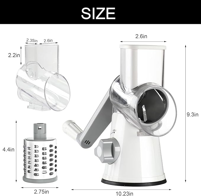 Cambom Rotary Cheese Grater Hand Crank Cheese Shredder - Image 5
