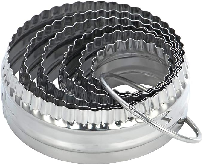 Fluted Cookie Cutters- Round Biscuit Cutters Set of 6 Pieces, Double Sided by SurgeHai