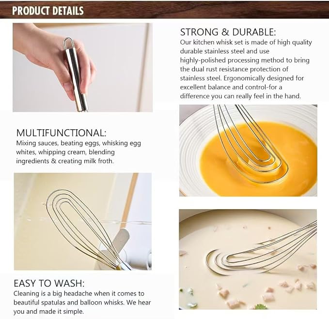 10.63" Stainless Steel Flat Whisk, Egg Beater - Image 3
