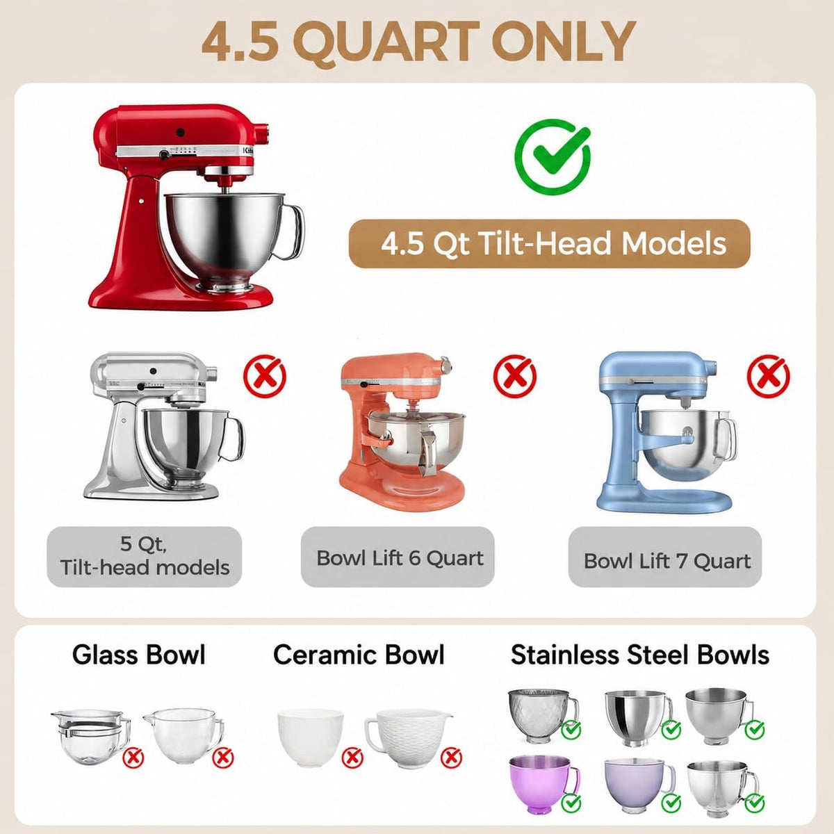 4.5 Qt Collapsible Silicone Bowl Liners for KitchenAid Stand Mixer
