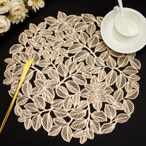 Leaf Gold Placemats Bulk Pressed Vinyl Place mats Washable and