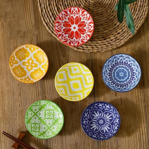 6 Pcs Ceramic Dipping Sauce Bowls, 3 oz Sauce Dishes Soy Sauce