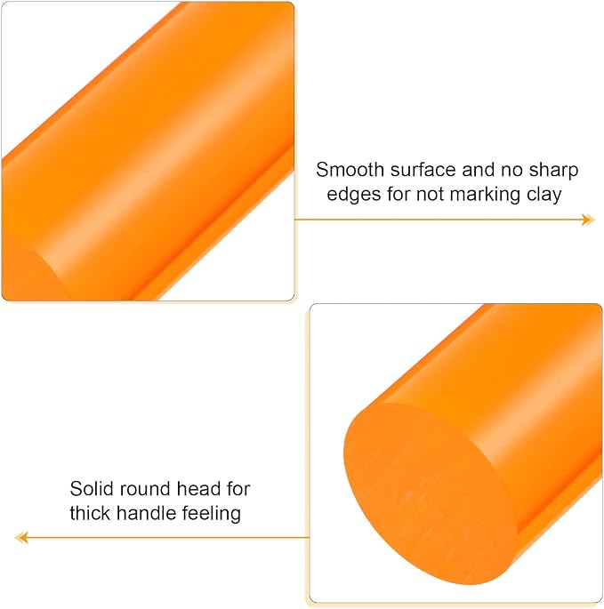HARFINGTON Acrylic Clay Roller 6 Inch x 1 Inch Solid Non-Stick Plastic Round - Image 4