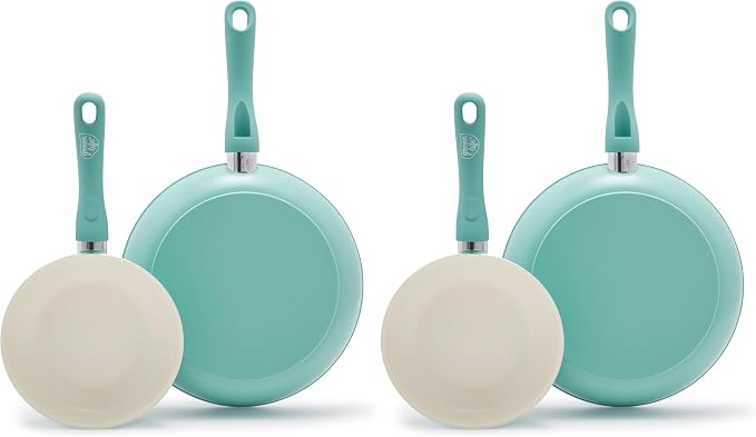 GreenLife Non Stick Fry Pan Set 7" & 10", Non-Toxic PFAS-Free Ceramic Skillet by GreenLife