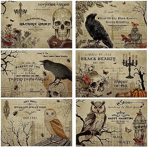 Umigy 6 Pcs Halloween Placemats 12"x18" Gothic Bat Placemats Kitchen