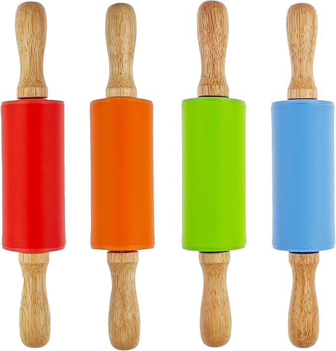 4 Pack Small Rolling Pin for Kids, Kids Rolling Pin for Home Kitchen by Miokun