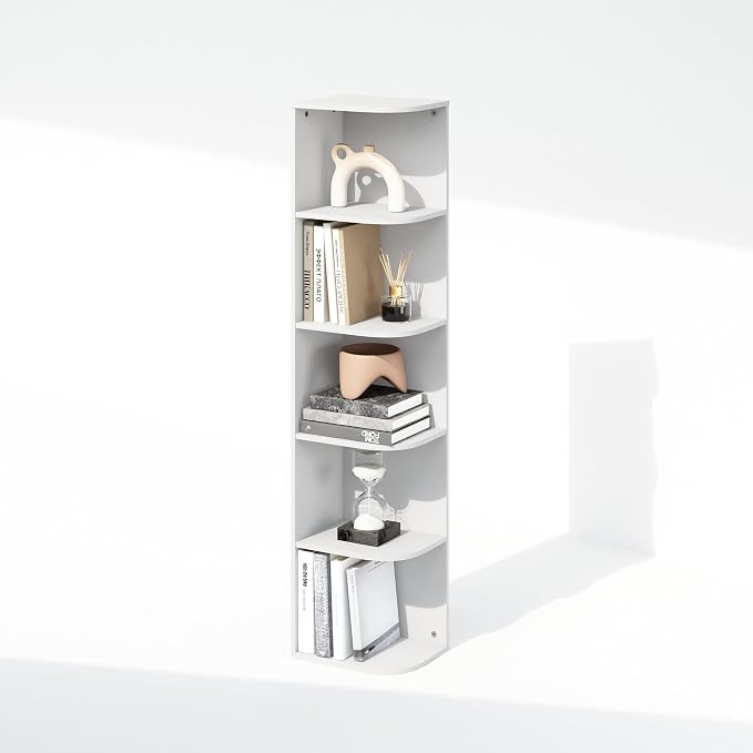 Furinno Reed Corner Shelf, 5-Tier Corner Bookshelf, Book Shelf, Corner Shelves - Image 4