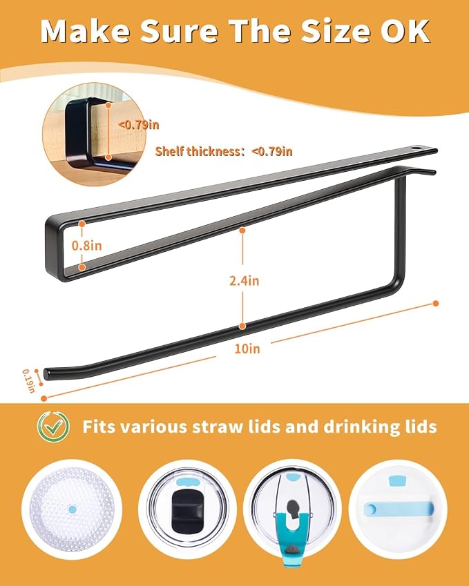 Tumbler Lid Organizer, Bar Hook Fits Various Lids, Horizontal Tumbler Lid - Image 7