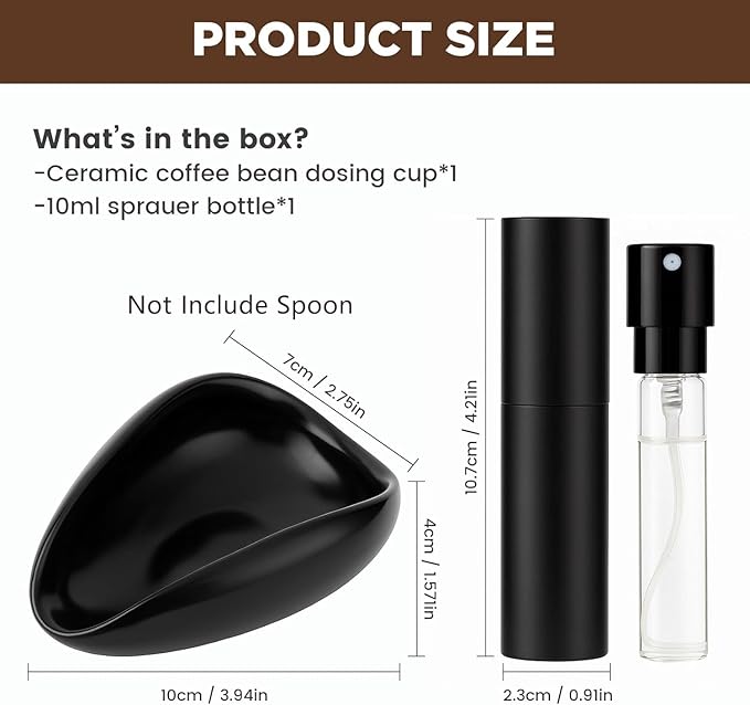 Ceramic Coffee Bean Dosing Cup + Sprayer Gift Set, Spoon Rest, Mini Coffee - Image 2