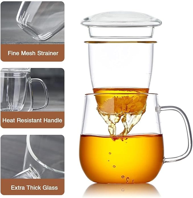 DOPUDO Glass Teacups 2 Pack Glass Tea Cup - Image 4