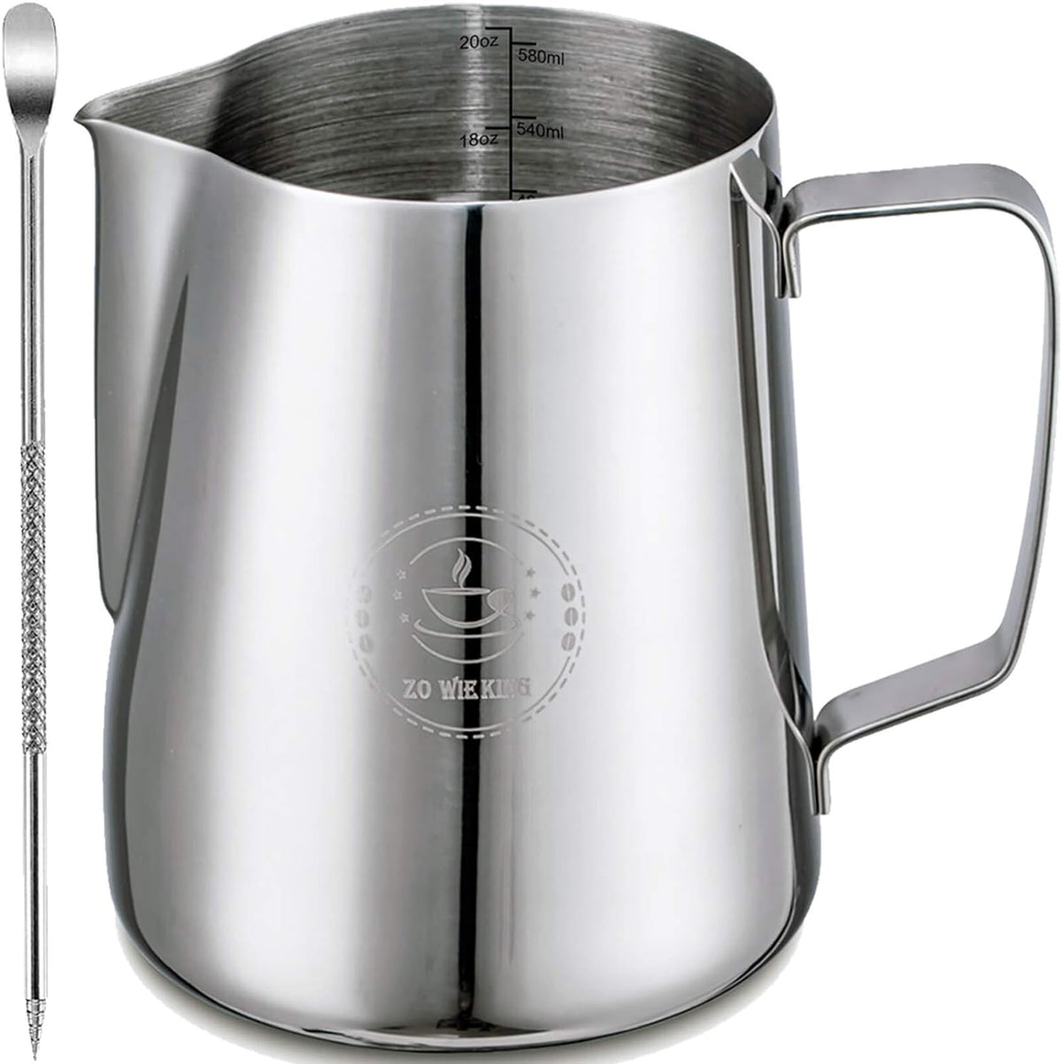 20oz Milk Frothing Pitcher, Stainless Steel Espresso Steamer Frother
