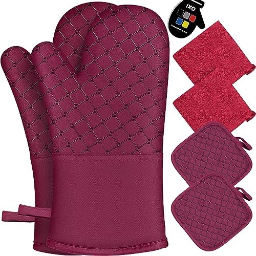 6 Pcs Oven Mitts and Pot Holders, 500°F Heat Resistant Oven Mitts with