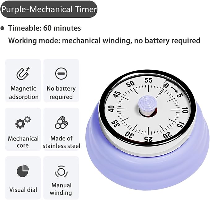 Elegant Stainless Steel Vintage Kitchen Timer - Image 2