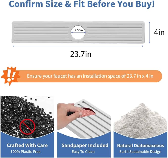 Stone Faucet Mat for Kitchen Sink, Water Absorbing Sink Water Splash Guard - Image 3