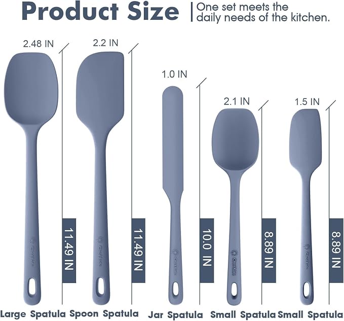 ChefAide 5 Pieces Silicone Spatula Set, Food Grade Rubber Spatula, Upgrade - Image 2