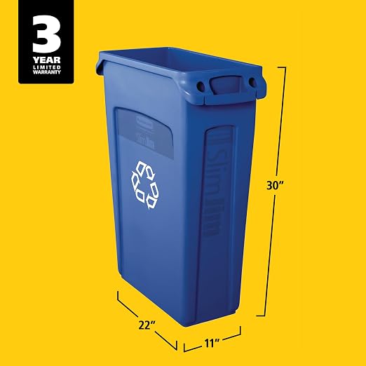 Rubbermaid Commercial Products Slim Jim Plastic Rectangular Recycling Bin/Trash - Image 7