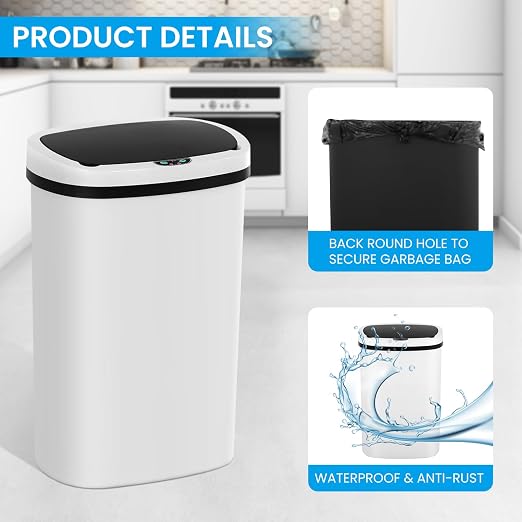 13 Gallon Trash Can, 50Liter Plastic High-Capacity Automatic Kitchen Trash Can - Image 6