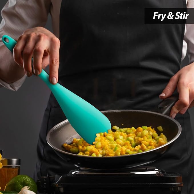 Cooking Spoon for Nonstick Cookwares, VOVOLY Silicone Spoon for Mixing - Image 8