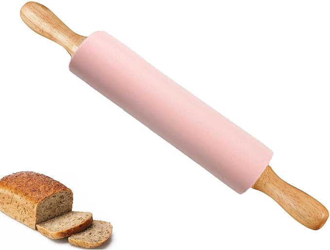 Silicone Rolling Pin for Baking, 15inch Pastry Dough Roller by Fymlhomi