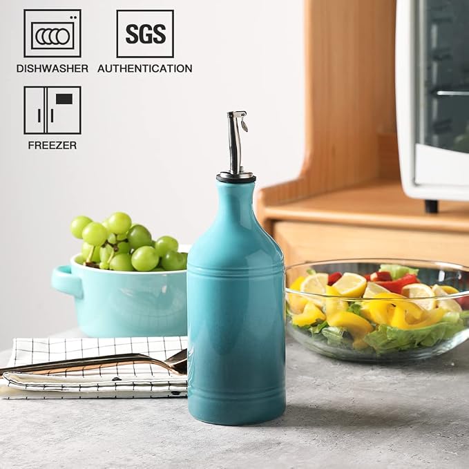 Sweejar Ceramic Olive Oil Dispenser Bottle, Opaque Oil Cruet Protects to Reduce - Image 2
