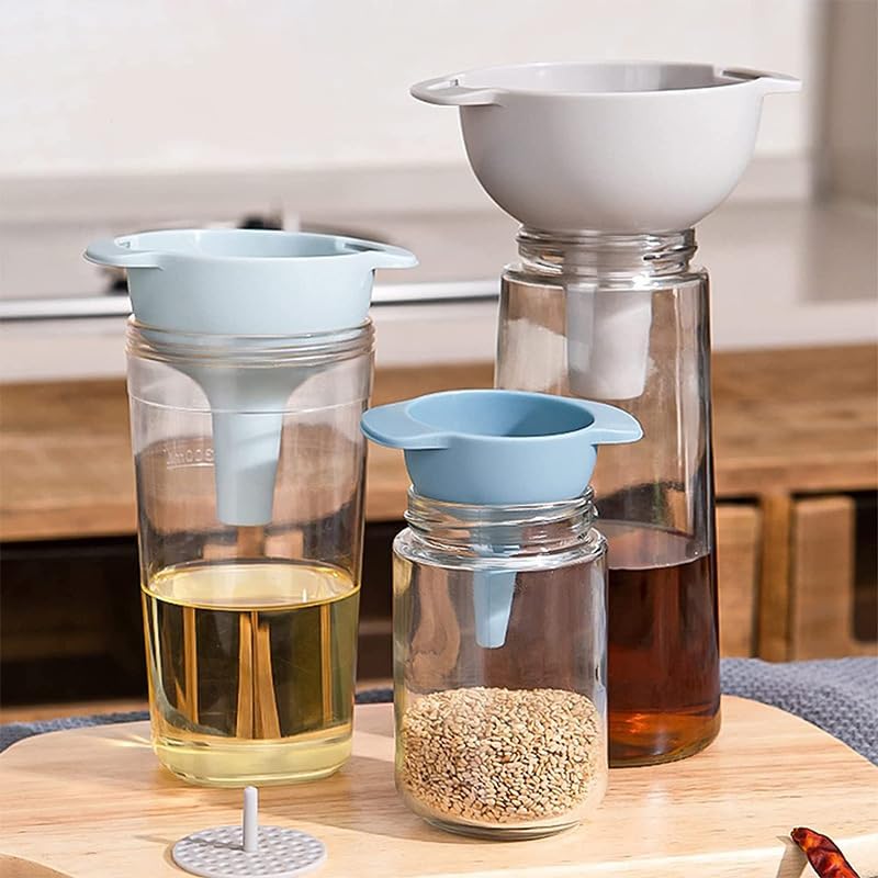 4-in-1 Multi Size Kitchen Funnel Set with Removable Strainer, Plastic