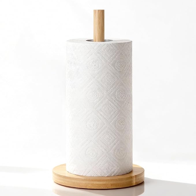 WORHE Bamboo Paper Towel Holder Countertop 1 Pack Thick Sturdy Base, Standing by WORHE