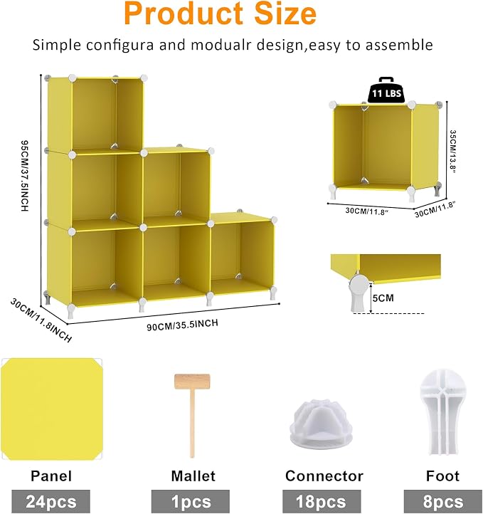 AWTATOS Cube Storage Organizer, 6 Cube Closet Organizers and Storage, DIY - Image 3