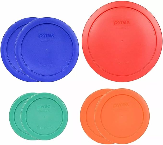 Pyrex 7202-PC Green, 7200-PC Orange, 7201-PC Cobalt Blue, 7402-PC Red Food by Pyrex