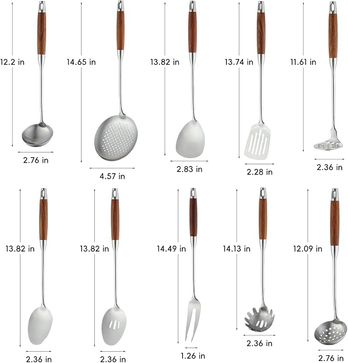 Izurok 18/10 Stainless Steel Kitchen Utensils Set, 10 Piece Cooking Utensils - Image 2