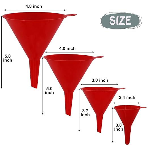 Plastic Oil Funnels for Automotive Use Set of 5, Large Flexible Fuel Funnel - Image 3